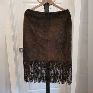 Danier - Brown Suede Skirt with fringe, size 12
